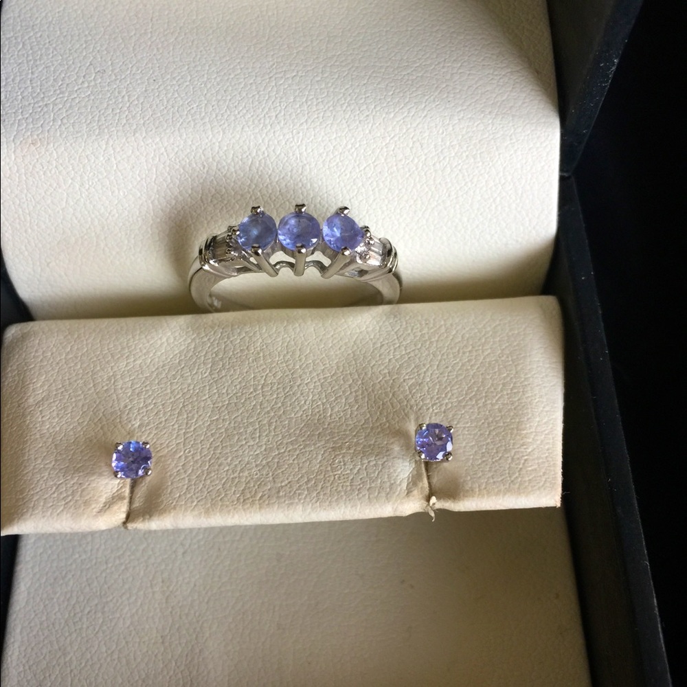 Tanzanite Diamond Ring with Matching Earrings 10K